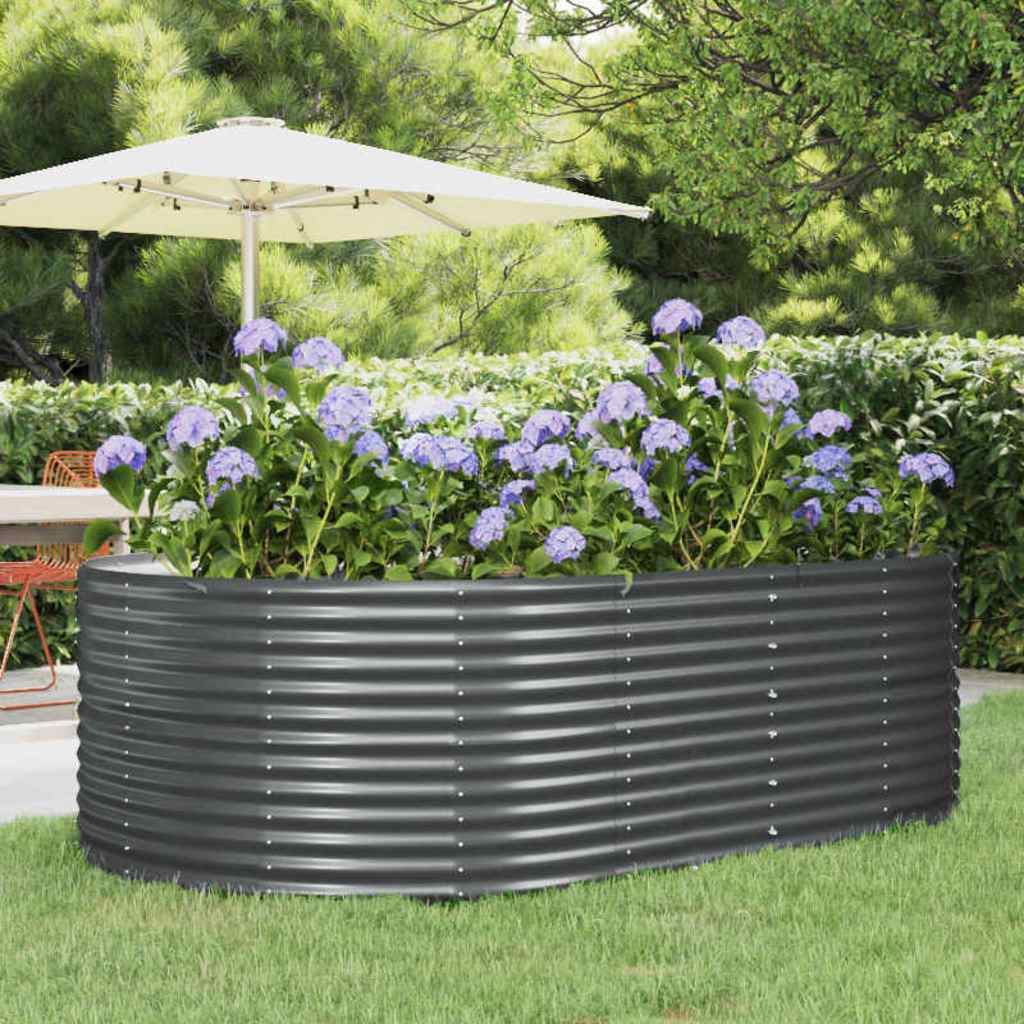 Garten-Hochbeet Anthrazit 212 x 140 x 68 cm Verzinkter Stahl