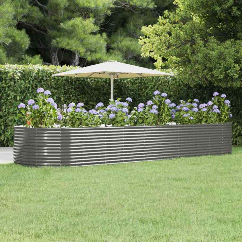 Hochbeet Grau 447x140x68 cm Verzinkter Stahl