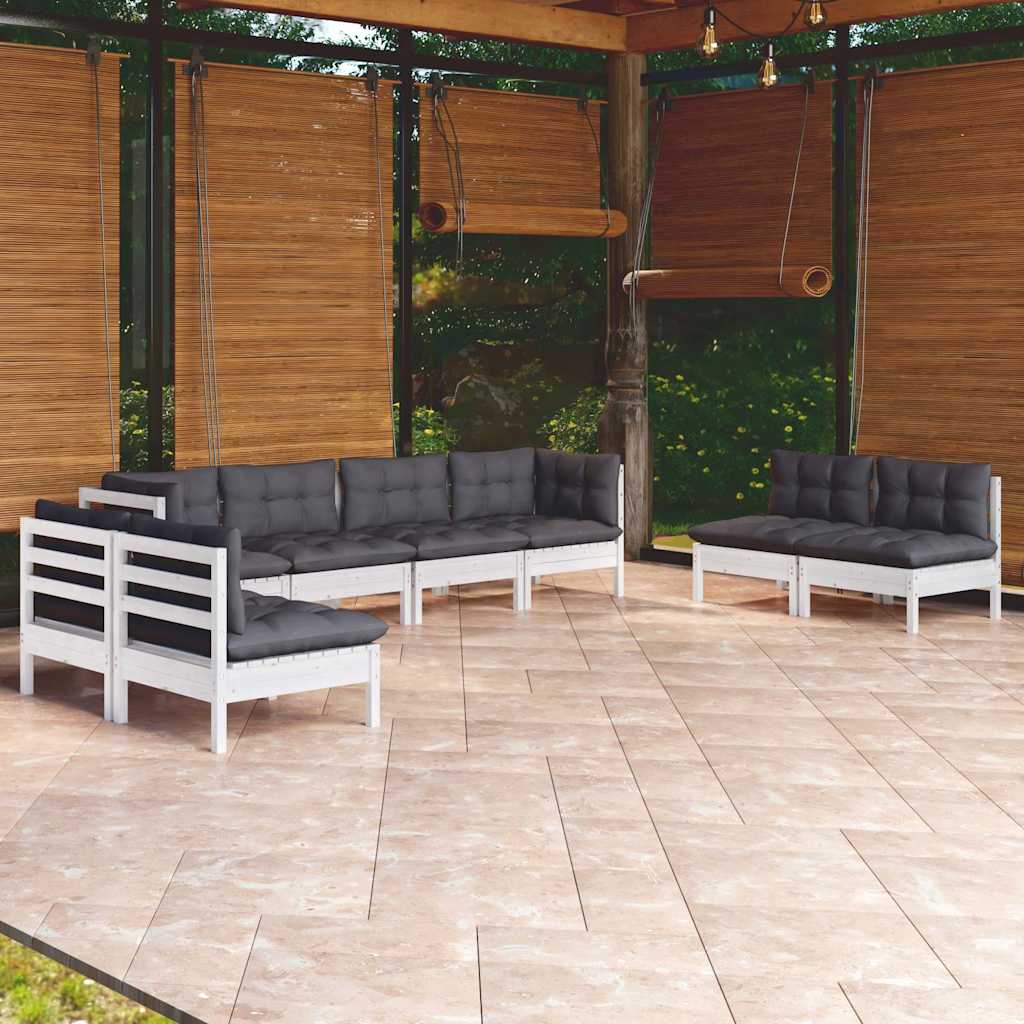 8-tlg. Garten-Lounge-Set mit Kissen Kiefer Massivholz