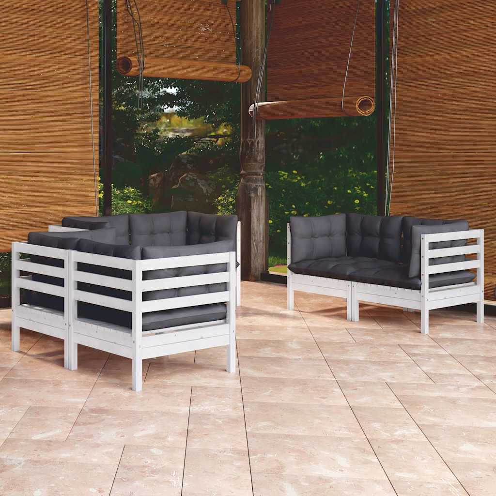 6-tlg. Garten-Lounge-Set mit Kissen Massivholz Kiefer