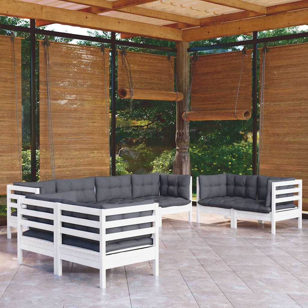 8-tlg. Garten-Lounge-Set mit Kissen Massivholz Kiefer