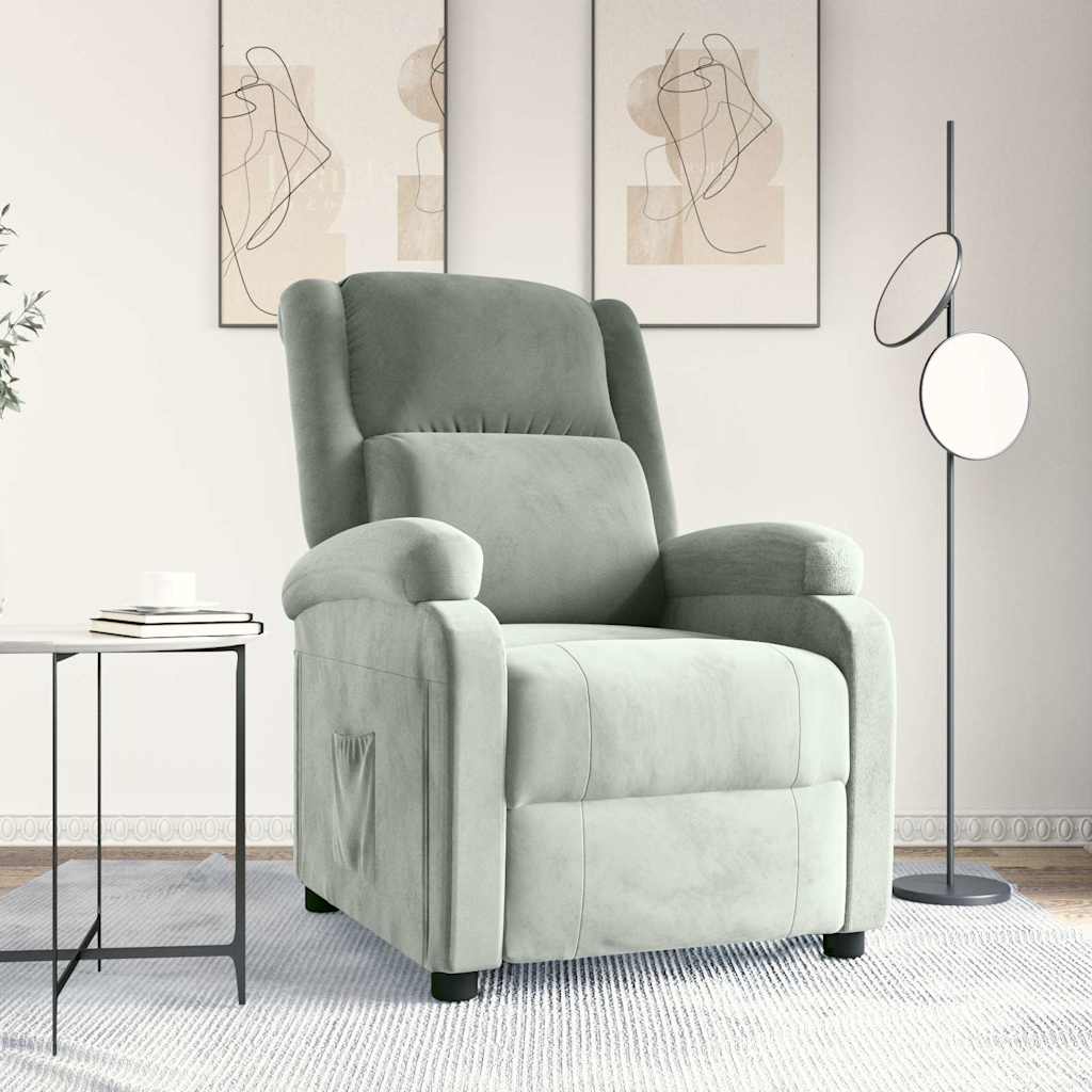 Relaxsessel Hellgrau Samt