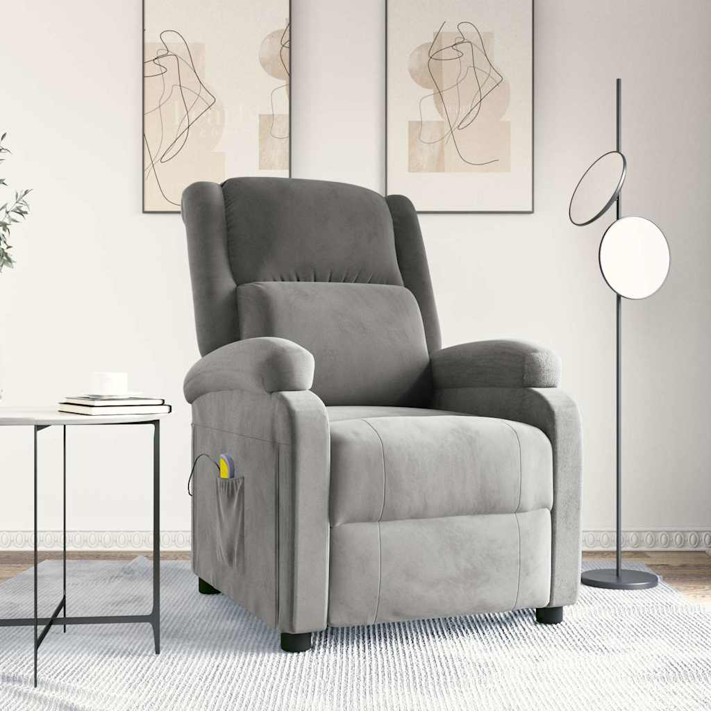 Massagesessel Hellgrau Samt