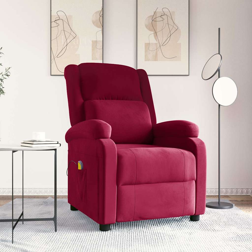 Massagesessel Weinrot Samt