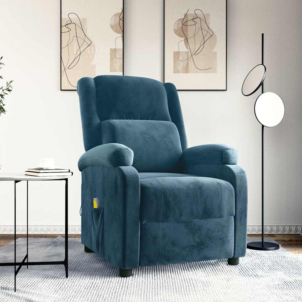 Massagesessel Blau Samt