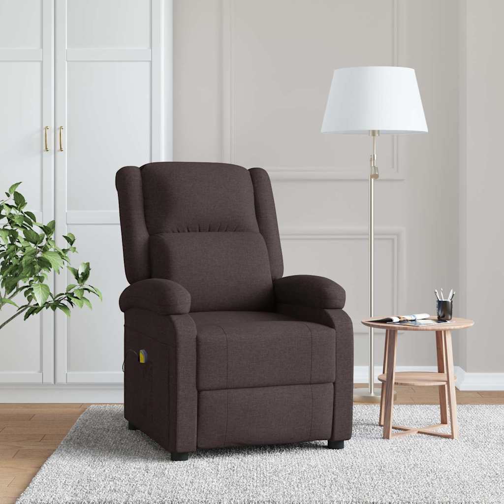 Ohrensessel mit Massagefunktion Dunkelbraun Stoff
