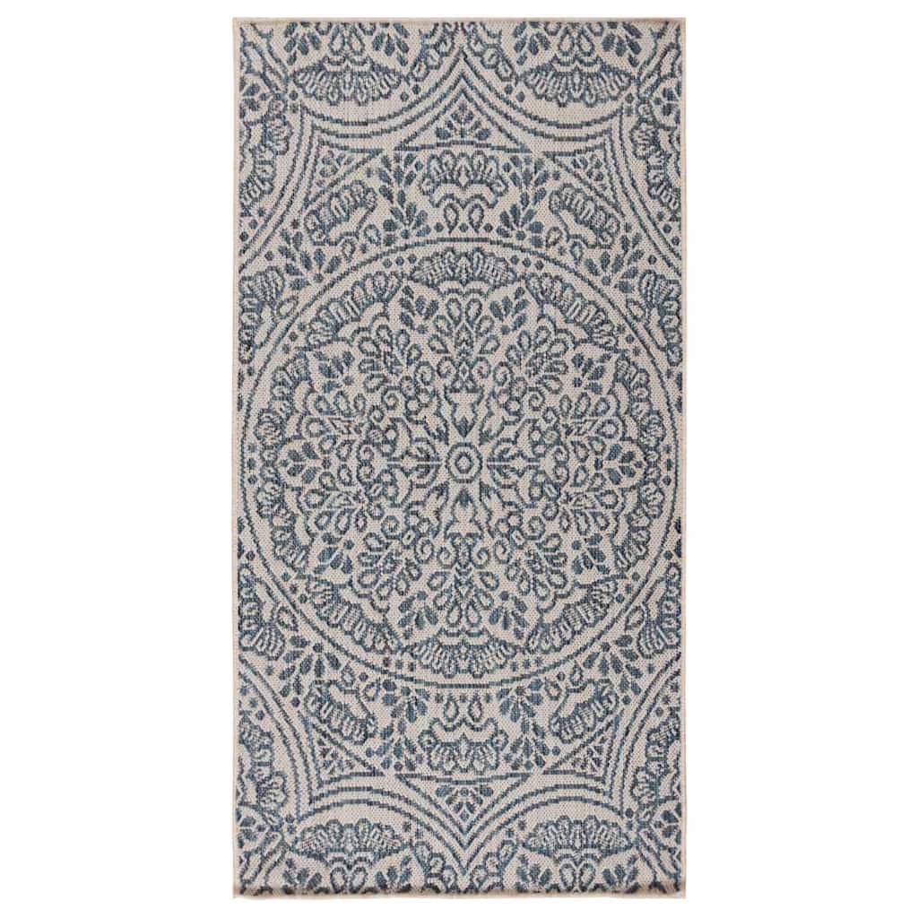 Outdoor-Teppich Flachgewebe 100x200 cm Blaues Muster