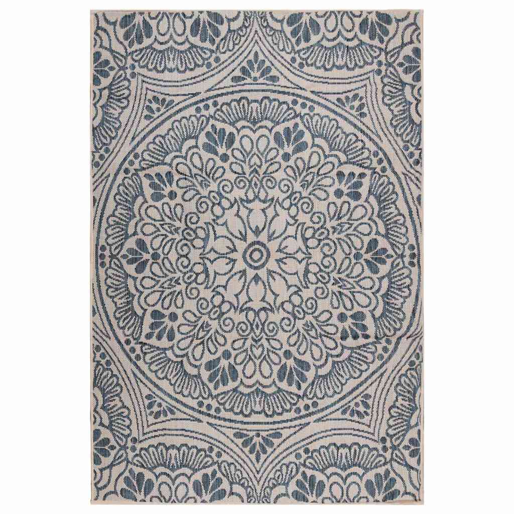 Outdoor-Teppich Flachgewebe 120x170 cm Blaues Muster