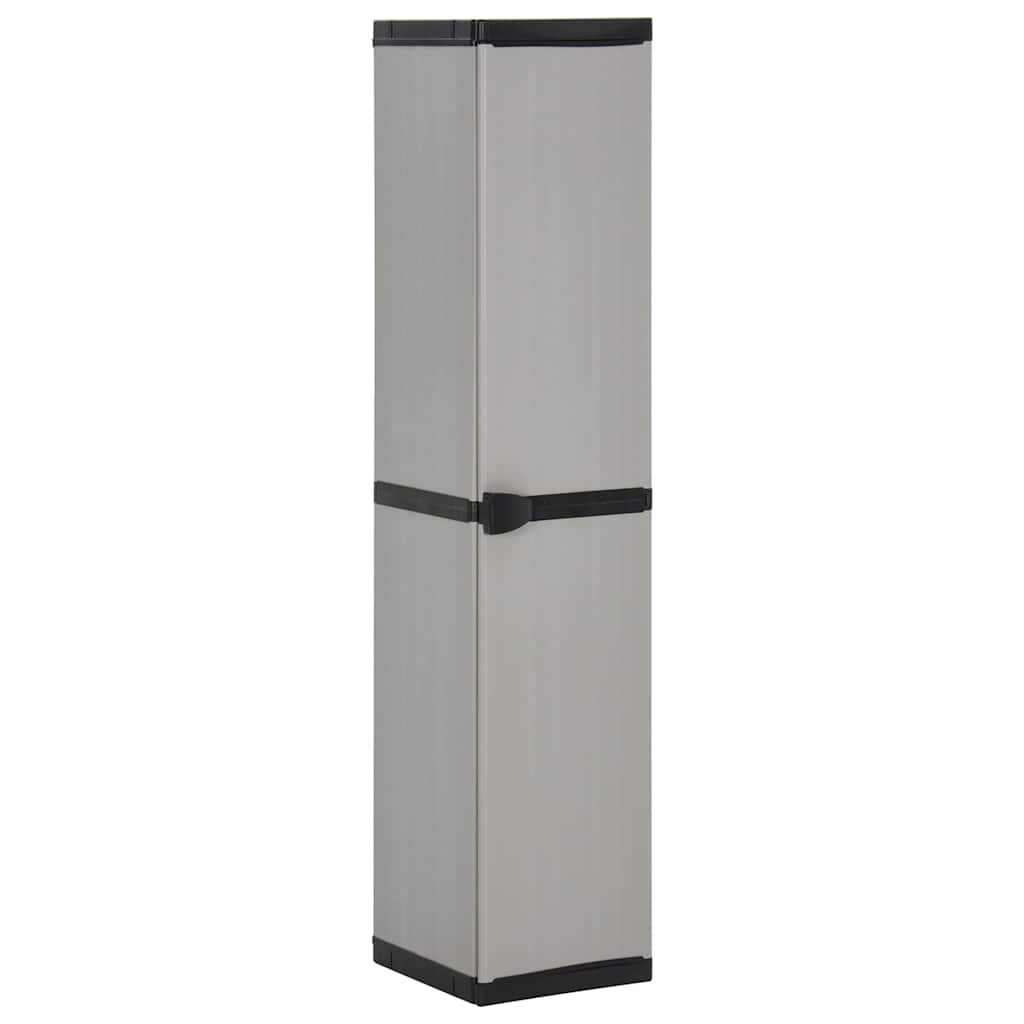 Garten-Lagerschrank mit 3 Böden Grau & Schwarz 34x40x168 cm