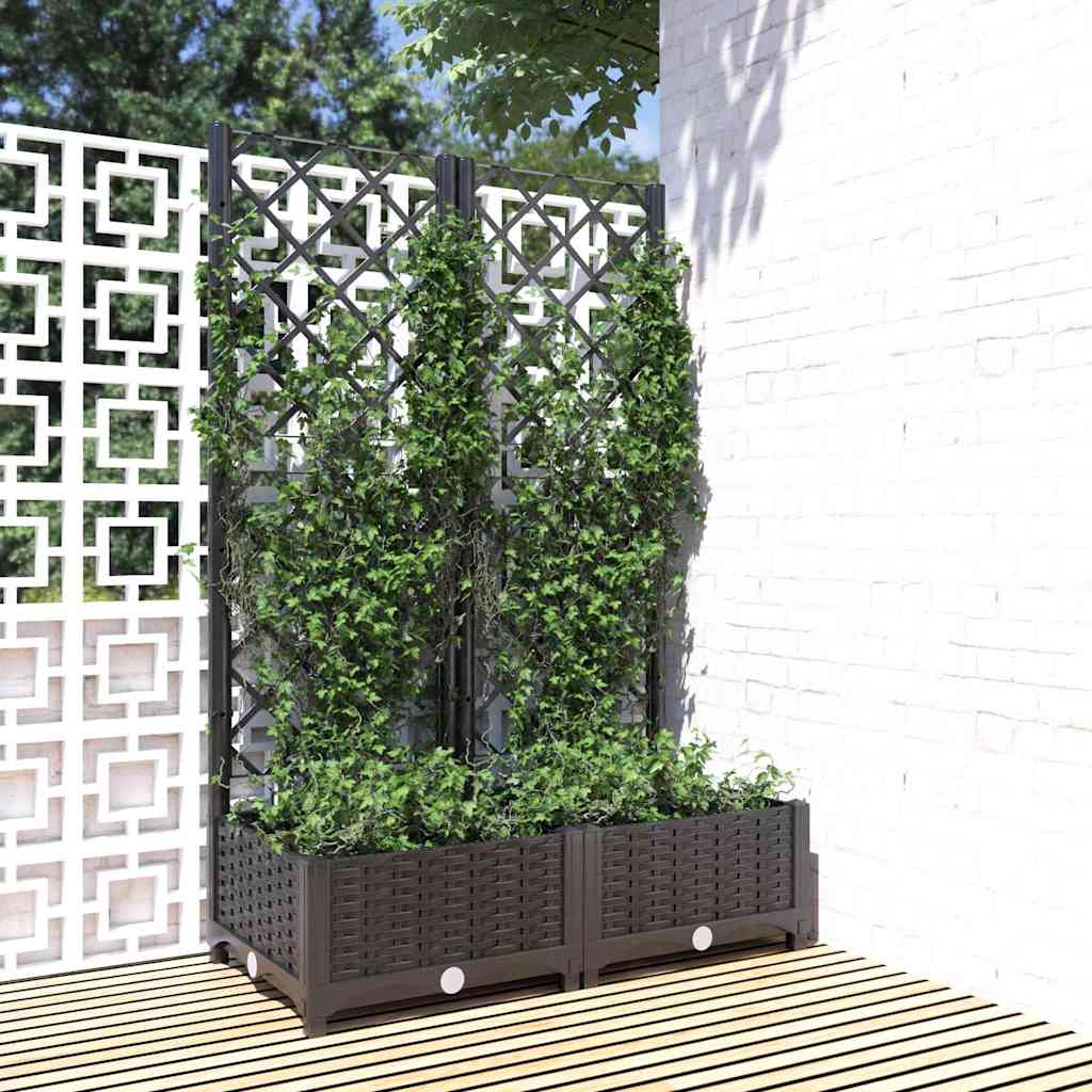 Gartenpflanzgefäß mit Spalier Schwarz 80 x 40 x 121,5 cm PP
