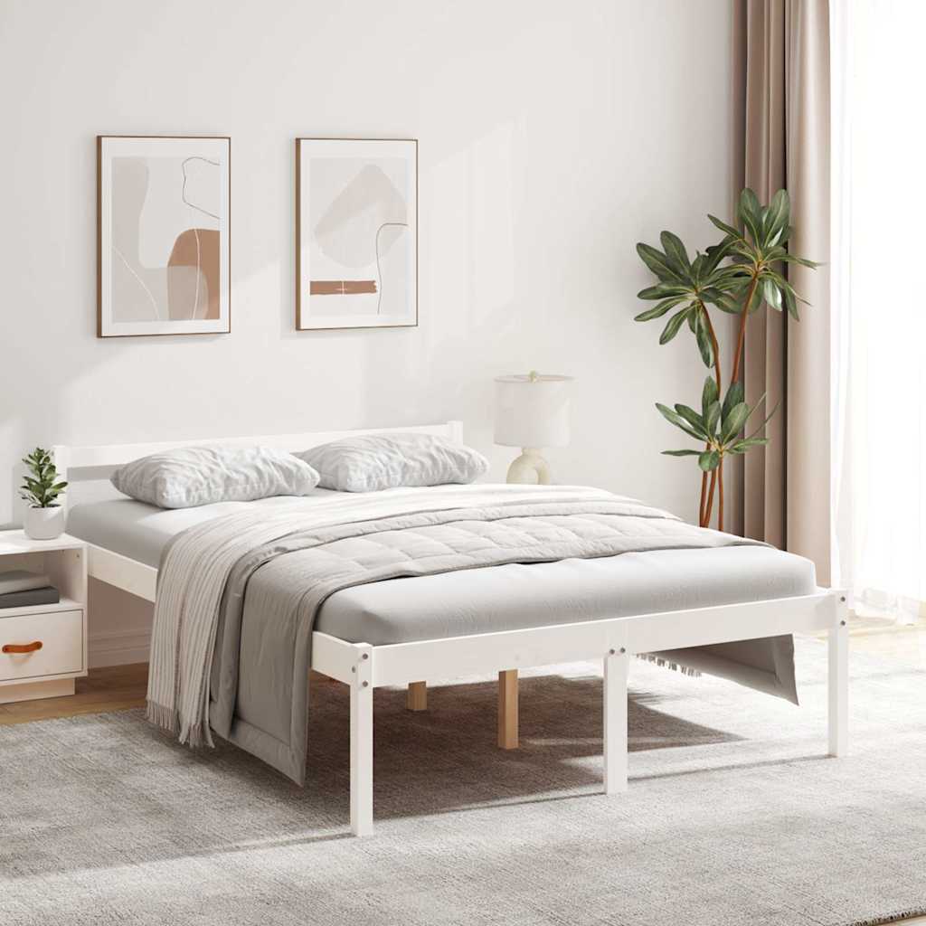 Seniorenbett Weiß 120x190 cm Massivholz Kiefer