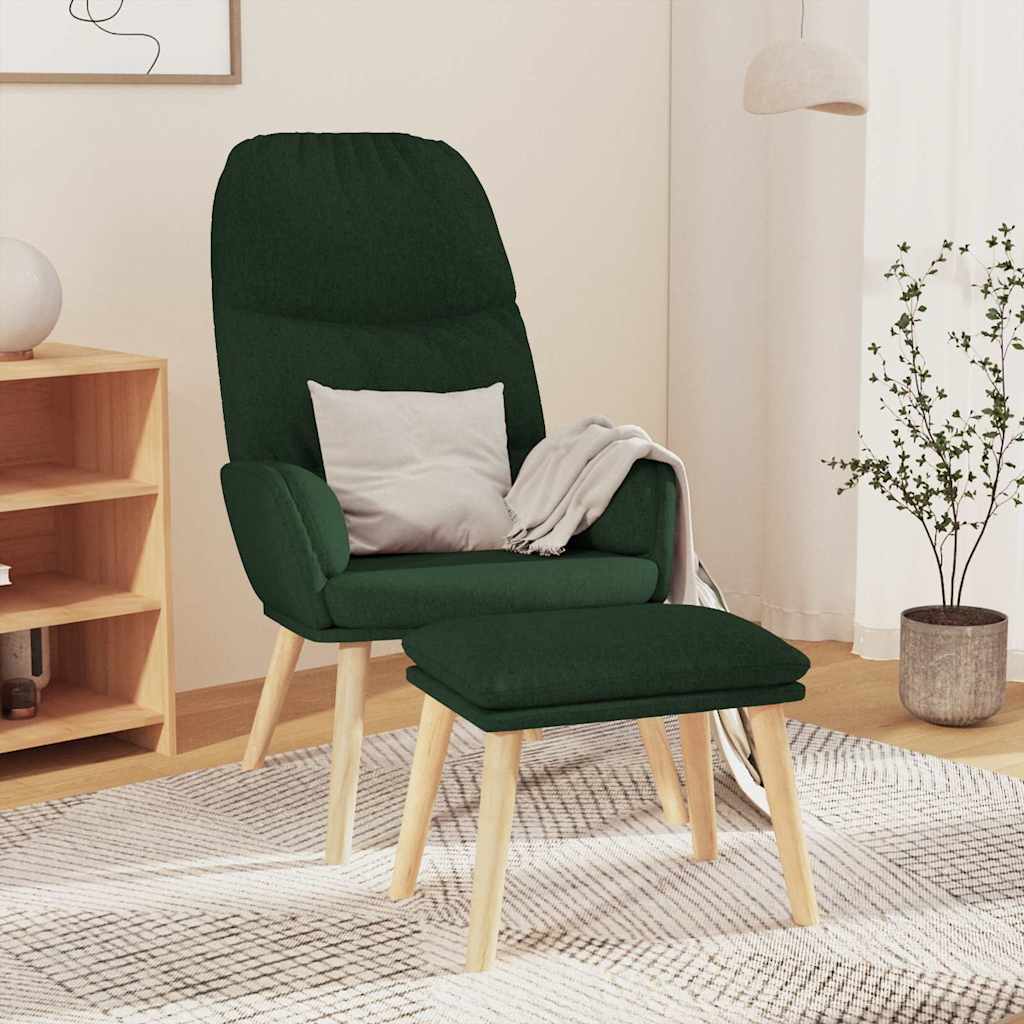 Relaxsessel mit Hocker Dunkelgrün Stoff