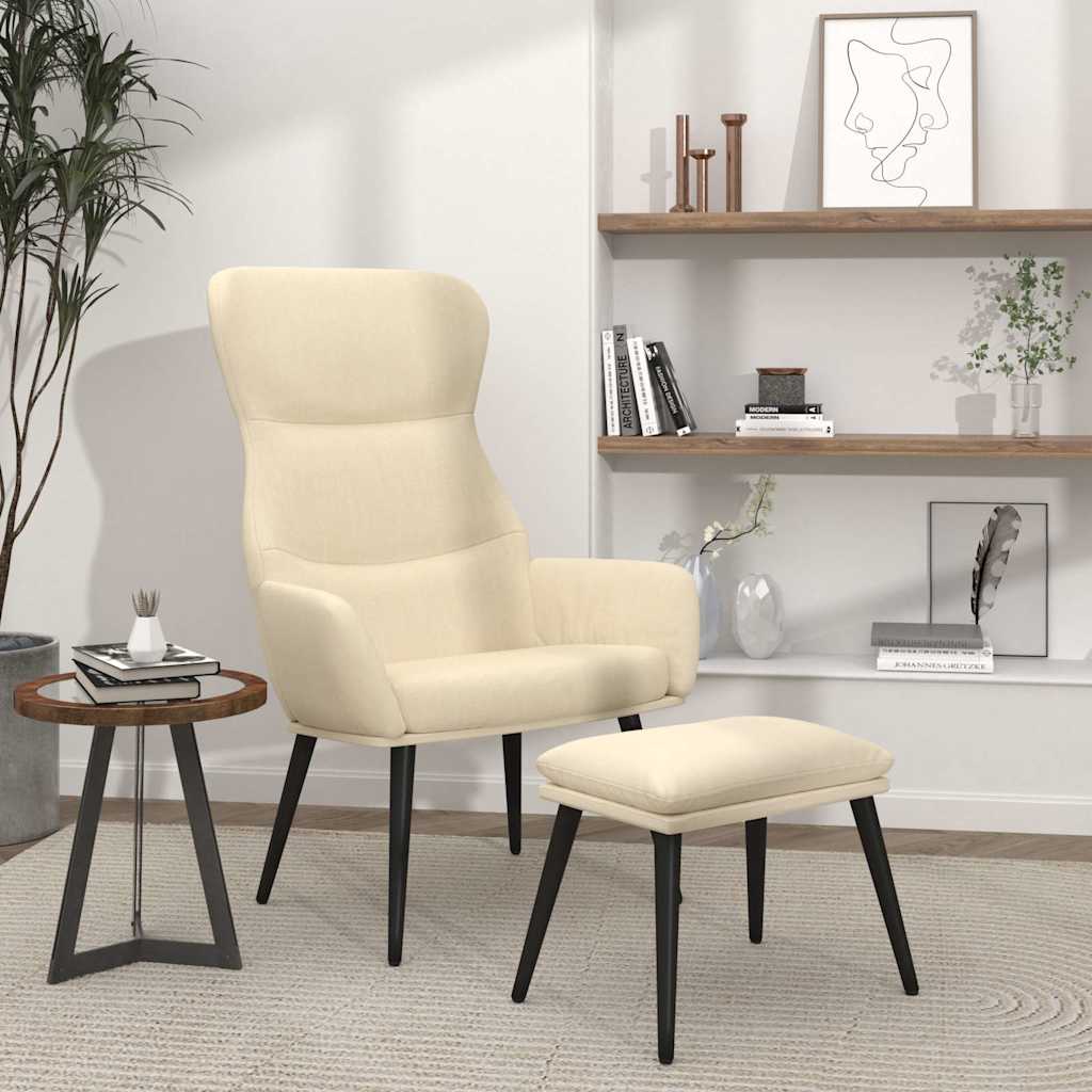 Relaxsessel mit Hocker Creme Stoff