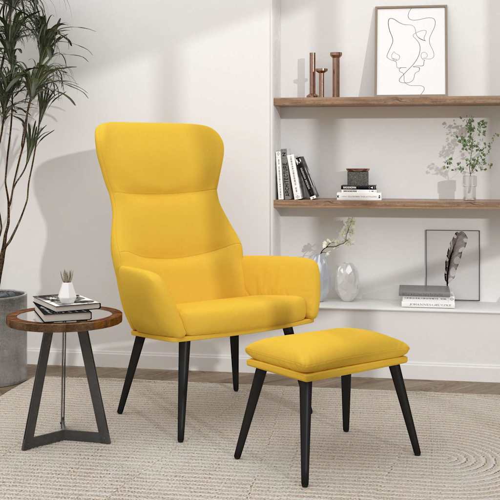 Relaxsessel mit Hocker Senfgelb Stoff
