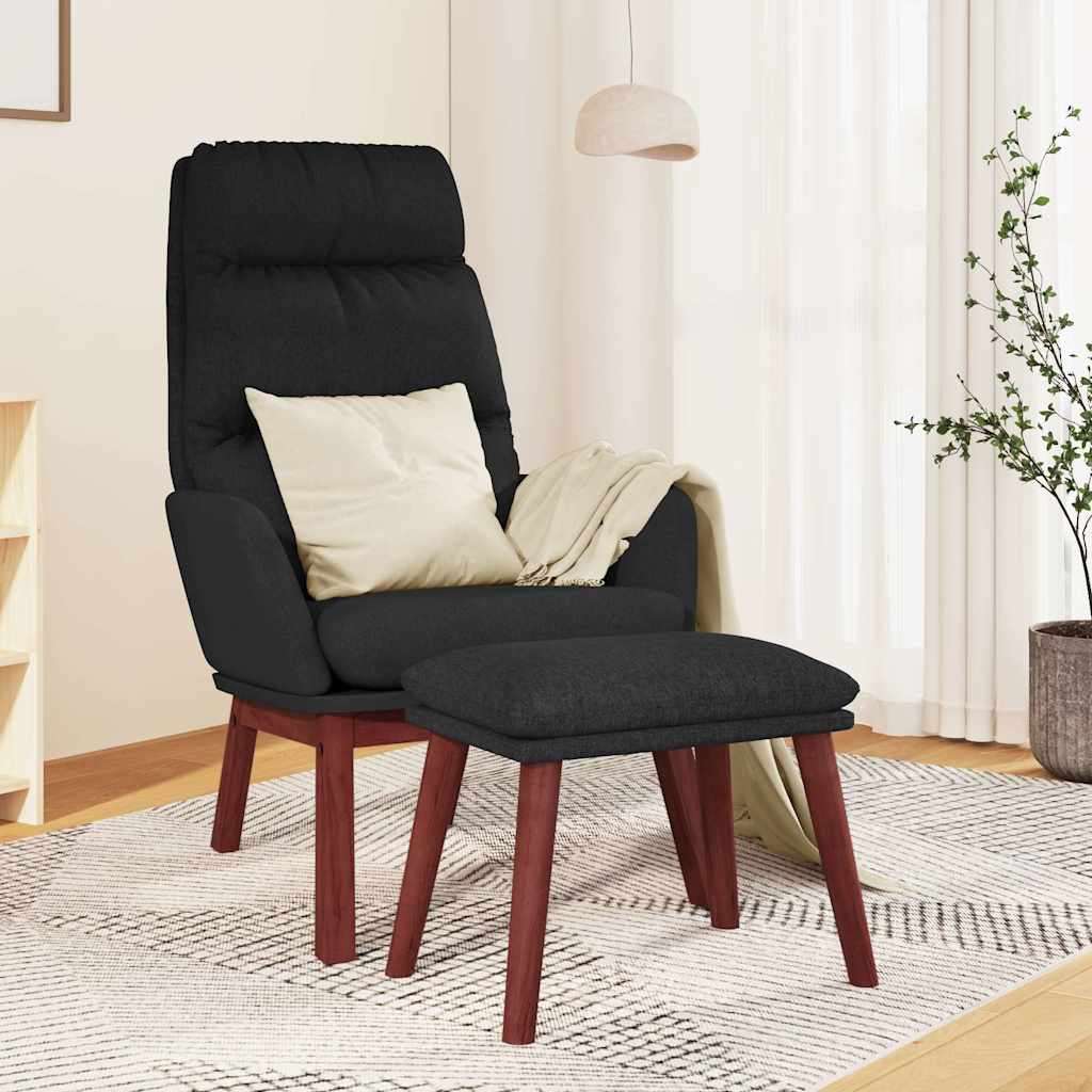 Relaxsessel mit Hocker Schwarz Stoff