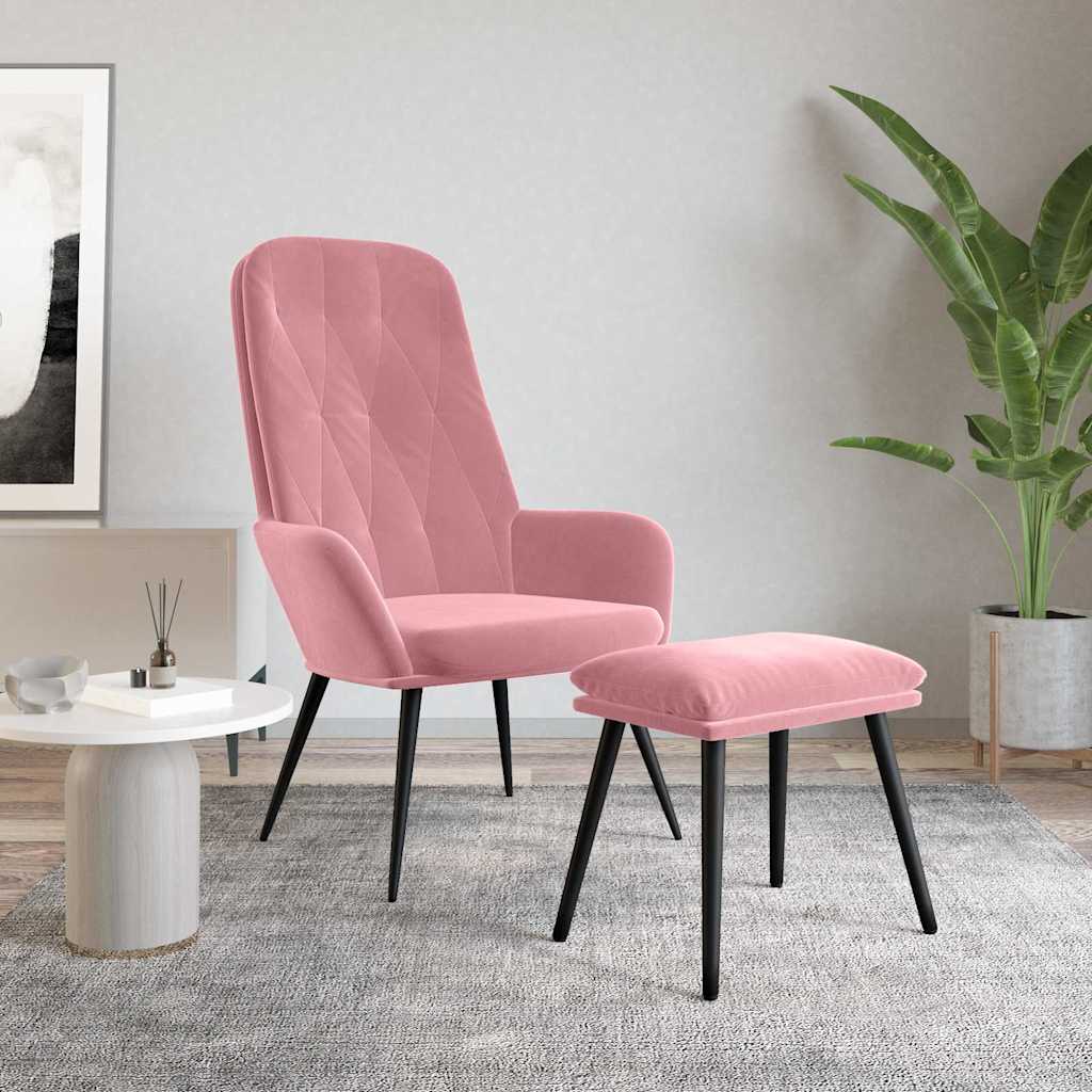 Relaxsessel mit Hocker Rosa Samt