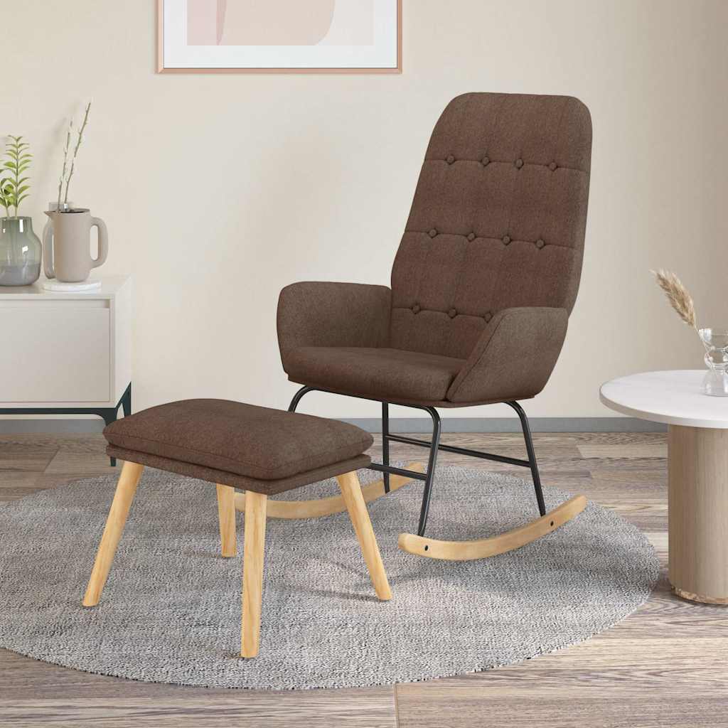 Schaukelstuhl mit Fußhocker Taupe Stoff