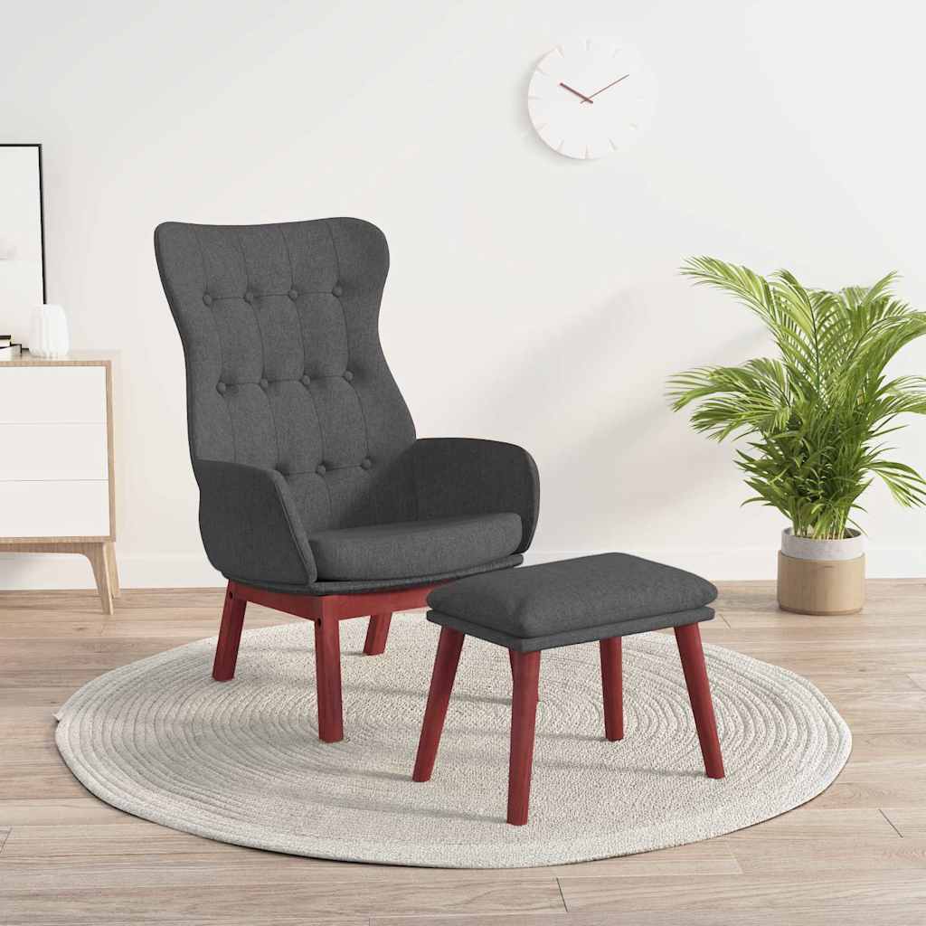 Relaxsessel mit Hocker Dunkelgrau Stoff