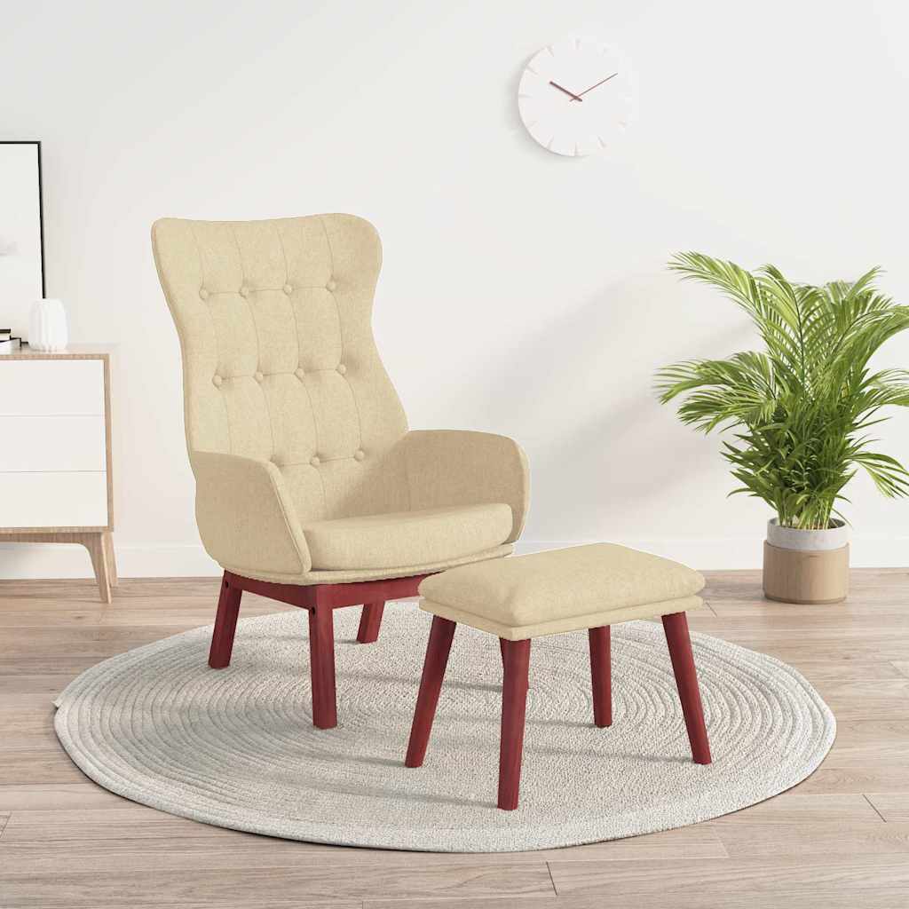 Relaxsessel mit Hocker Creme Stoff
