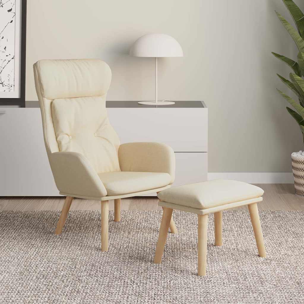 Relaxsessel mit Hocker Creme Stoff