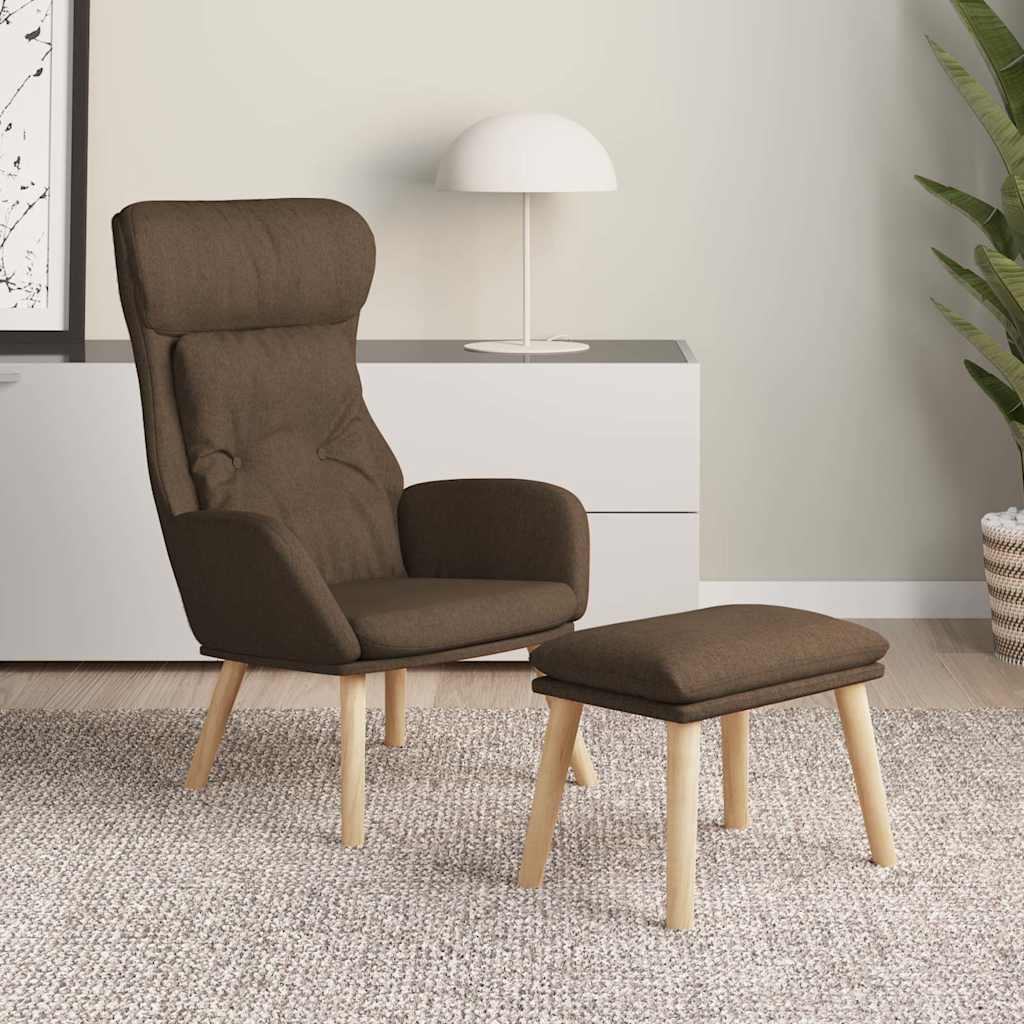 Relaxsessel mit Hocker Braun Stoff