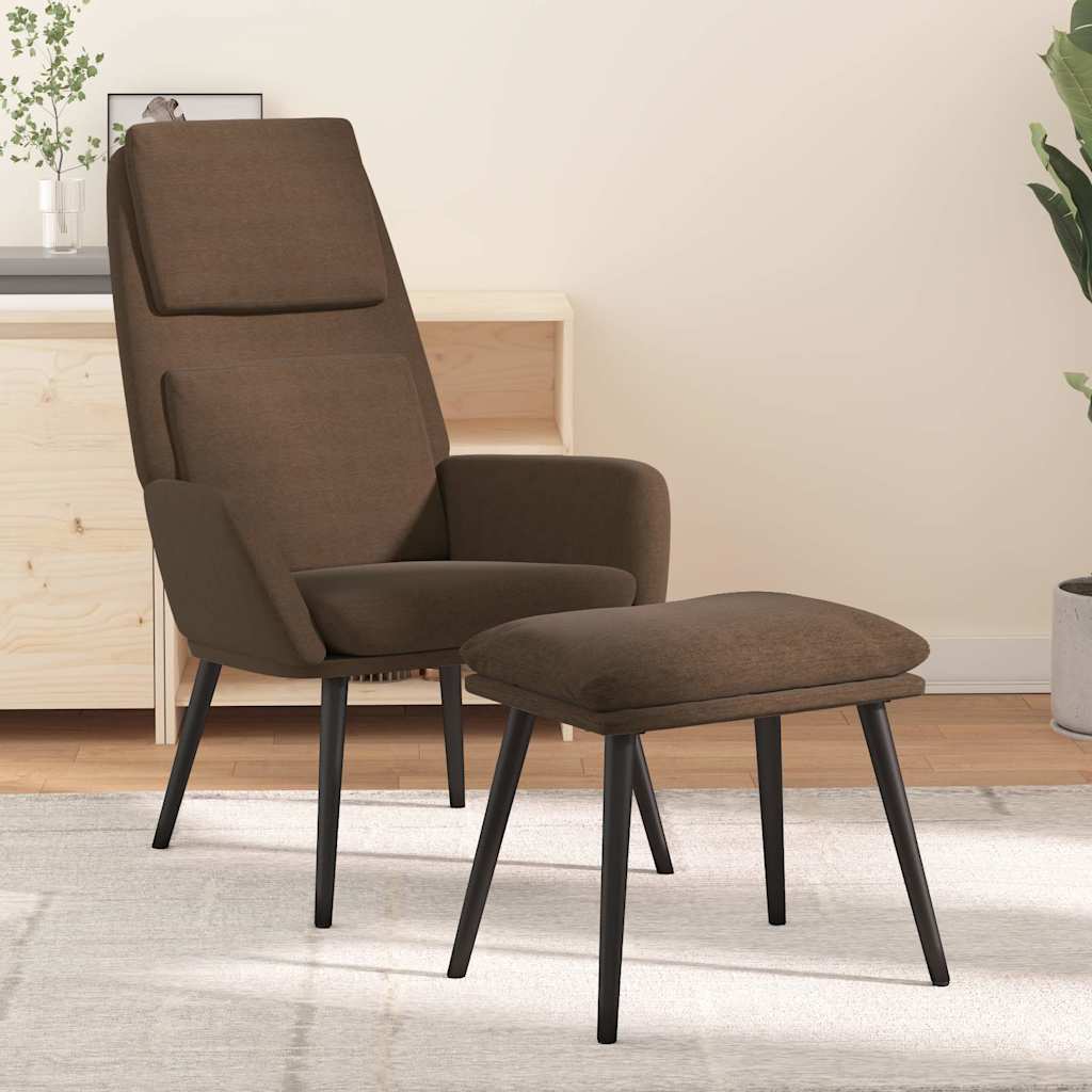 Relaxsessel mit Hocker Braun Stoff