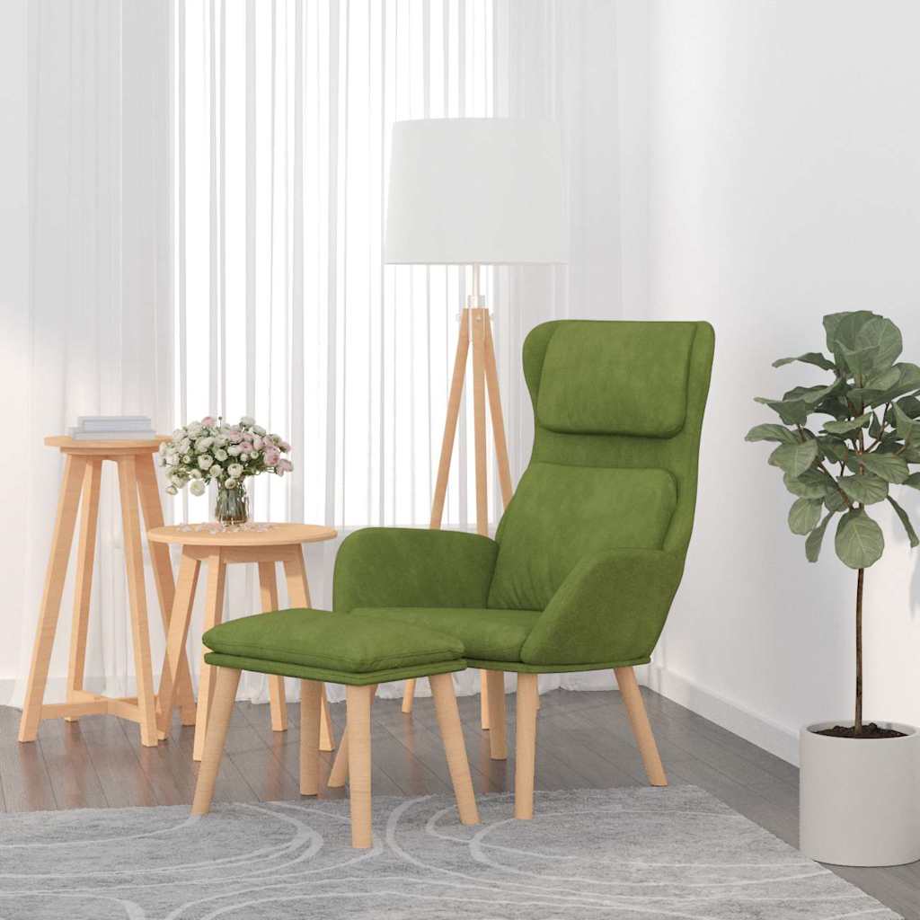 Relaxsessel mit Hocker Hellgrün Samt