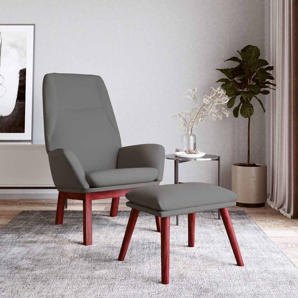 Relaxsessel mit Hocker Hellgrau Stoff