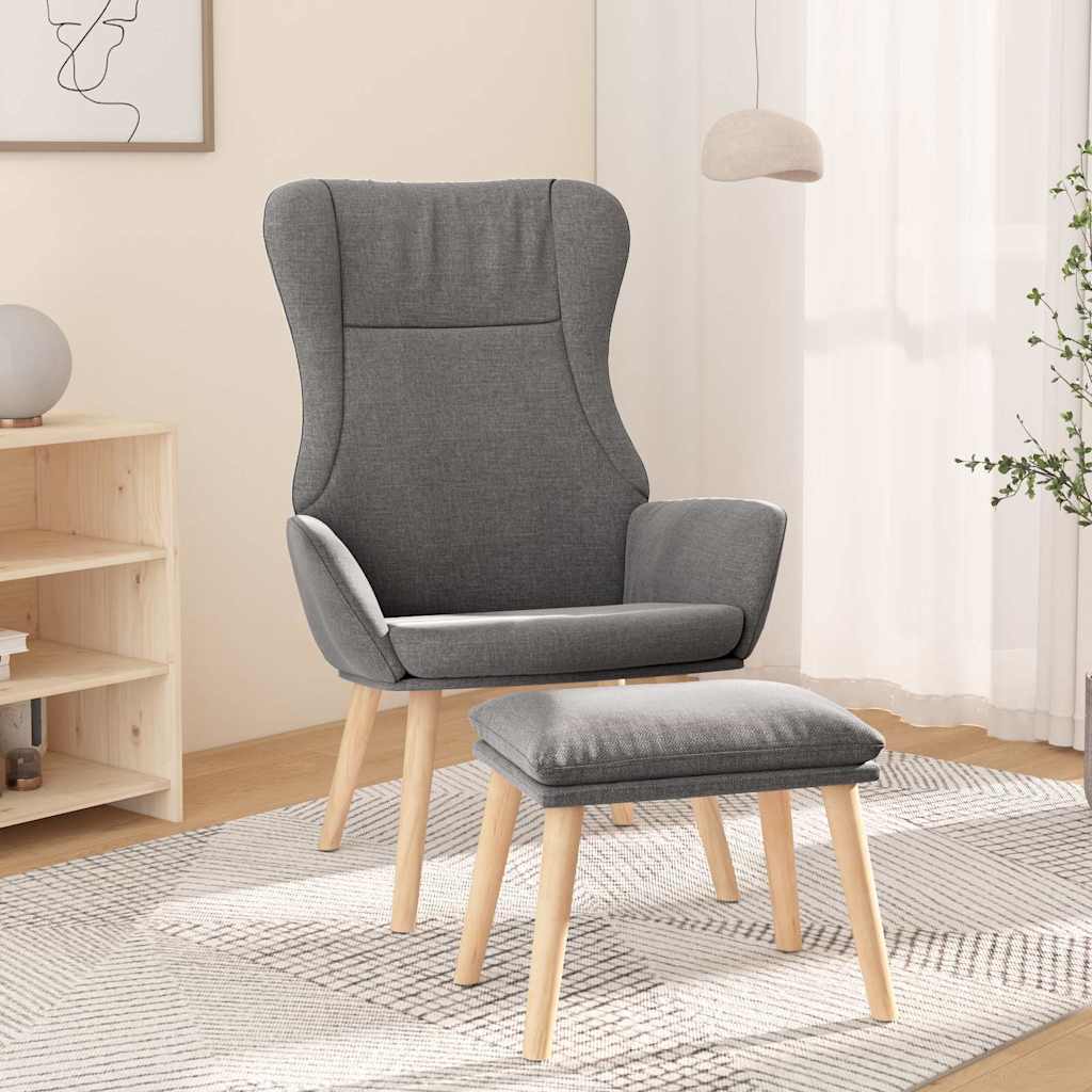 Relaxsessel mit Hocker Hellgrau Stoff