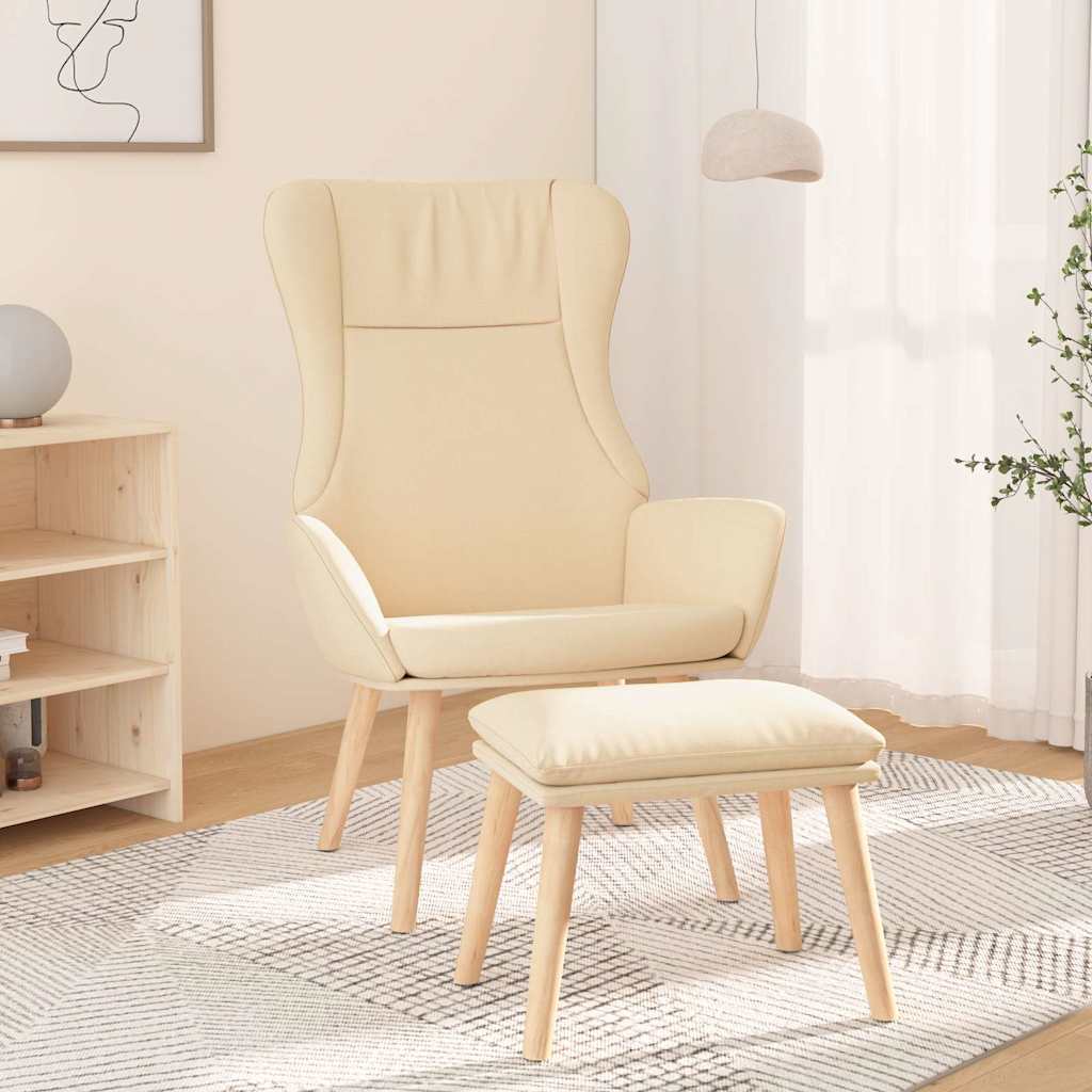 Relaxsessel mit Hocker Creme Stoff