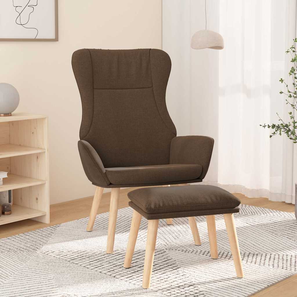 Relaxsessel mit Hocker Braun Stoff