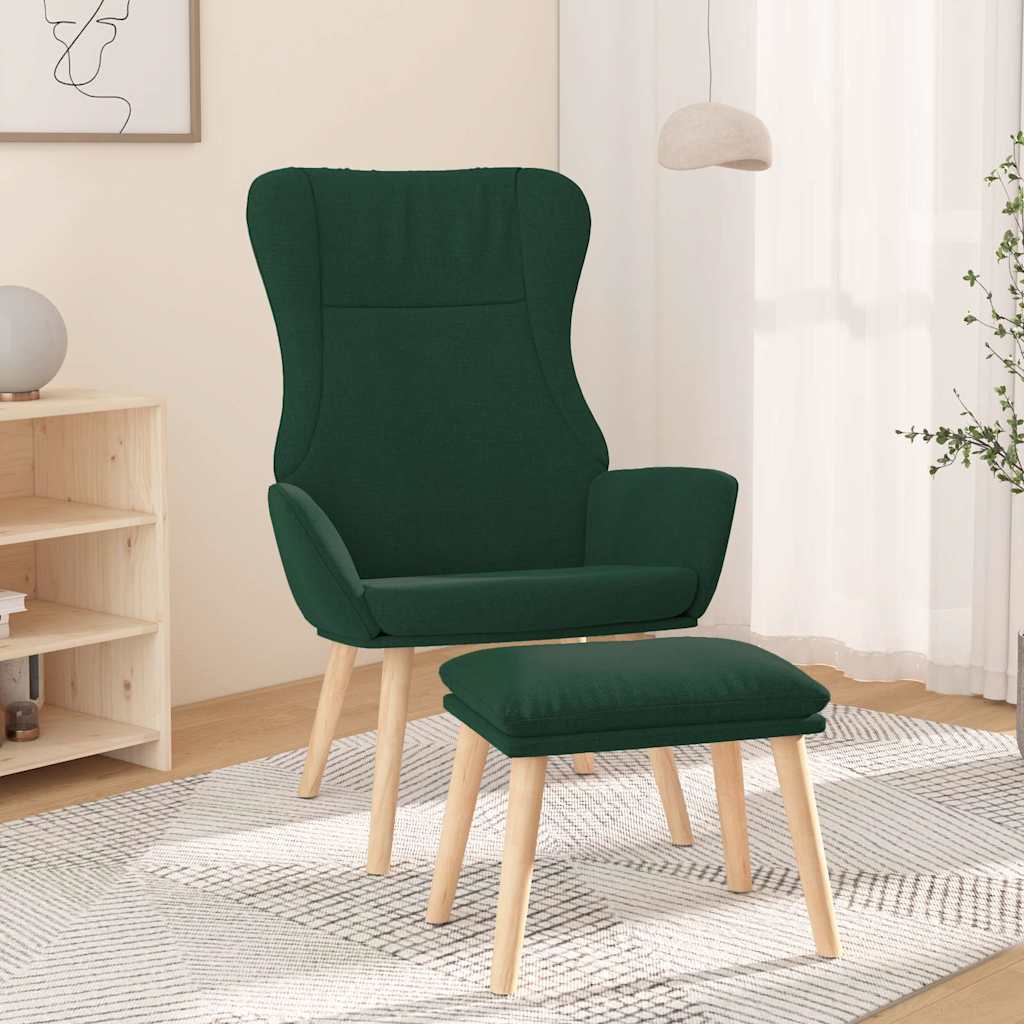 Relaxsessel mit Hocker Dunkelgrün Stoff