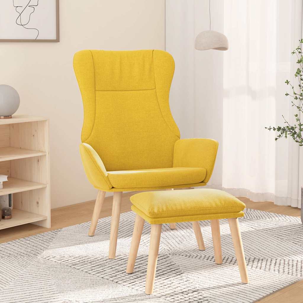 Relaxsessel mit Hocker Senfgelb Stoff