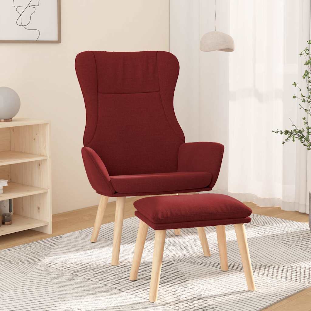 Relaxsessel mit Hocker Weinrot Stoff