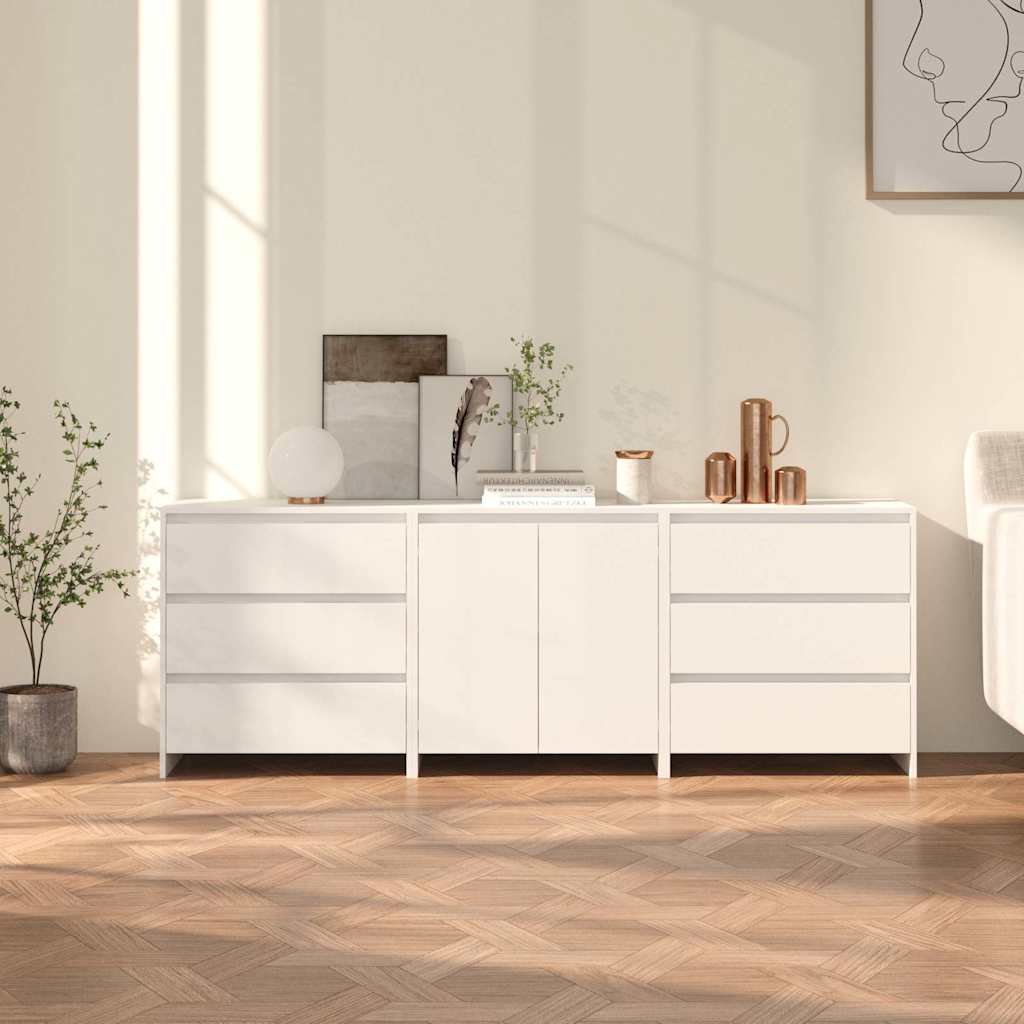 3-tlg. Sideboard Weiß Holzwerkstoff