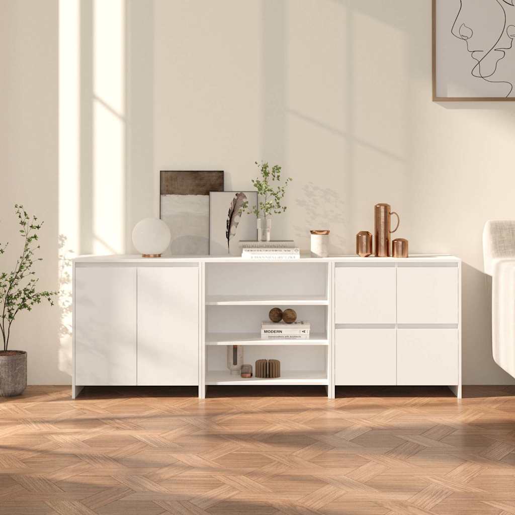 3-tlg. Sideboard Weiß Holzwerkstoff