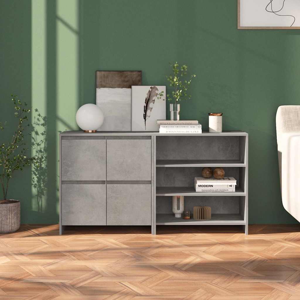 2-tlg. Sideboard Betongrau Holzwerkstoff