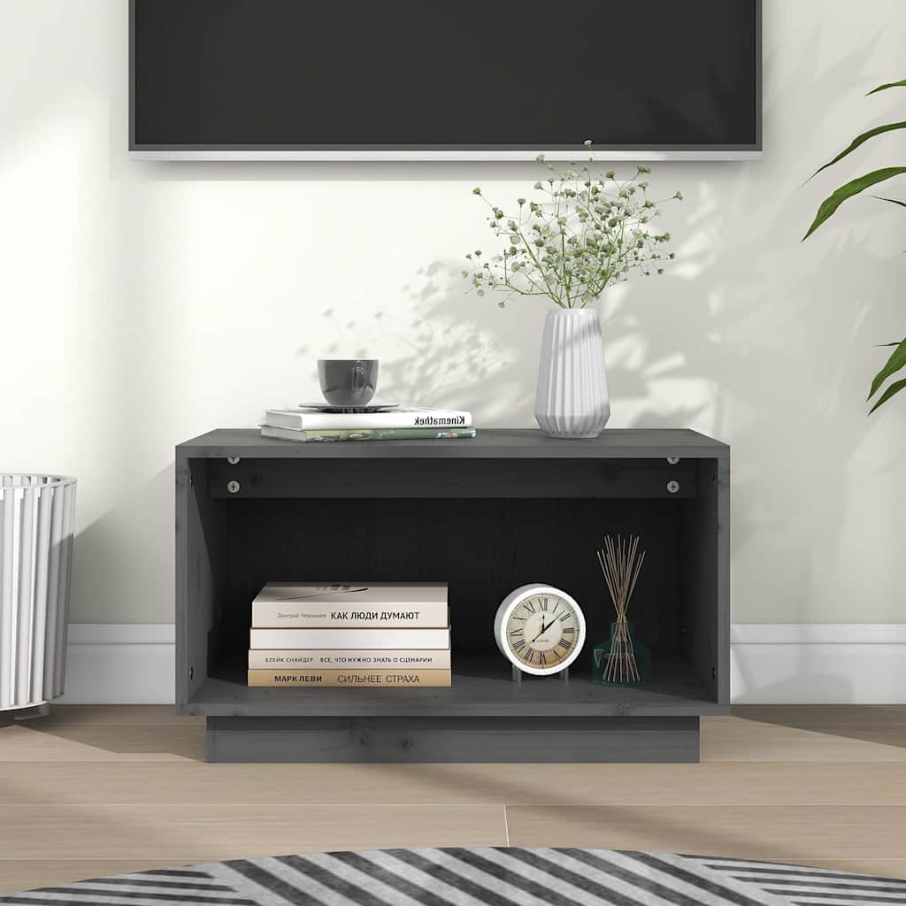 TV-Schrank Grau 60x35x35 cm Massivholz Kiefer