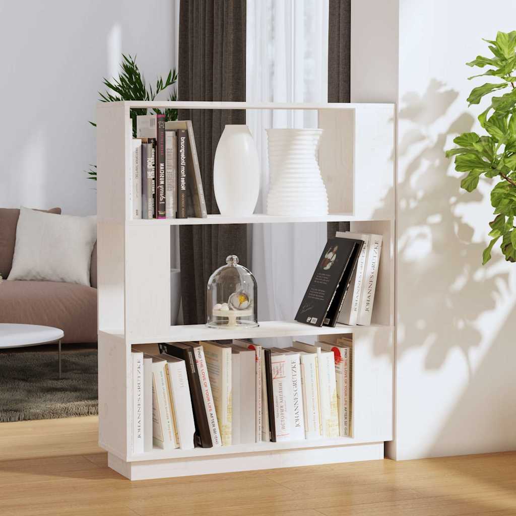 Bücherregal/Raumteiler Weiß 80x25x101 cm Massivholz Kiefer