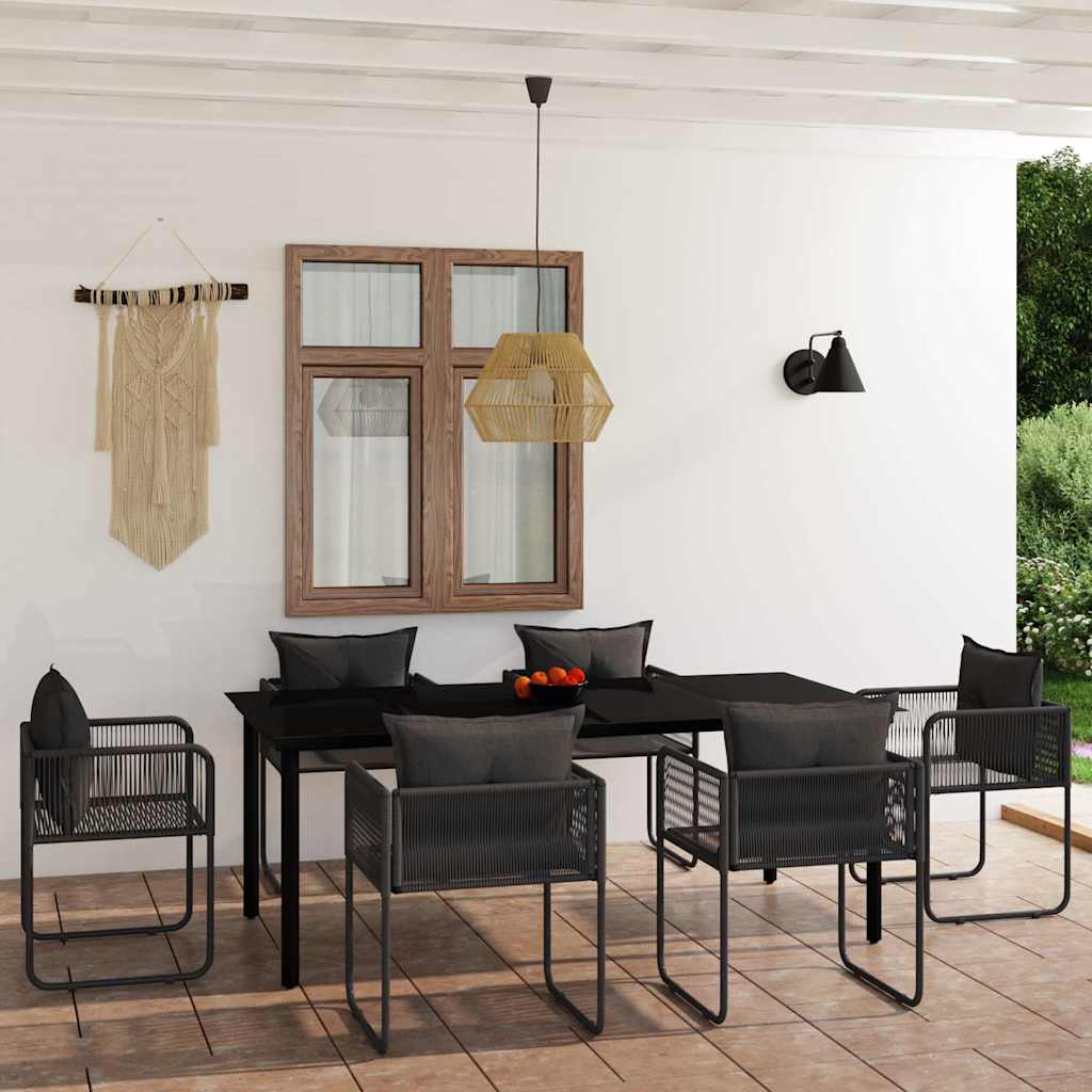 7-tlg. Garten-Essgruppe Schwarz