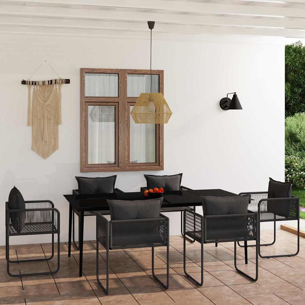 7-tlg. Garten-Essgruppe Schwarz
