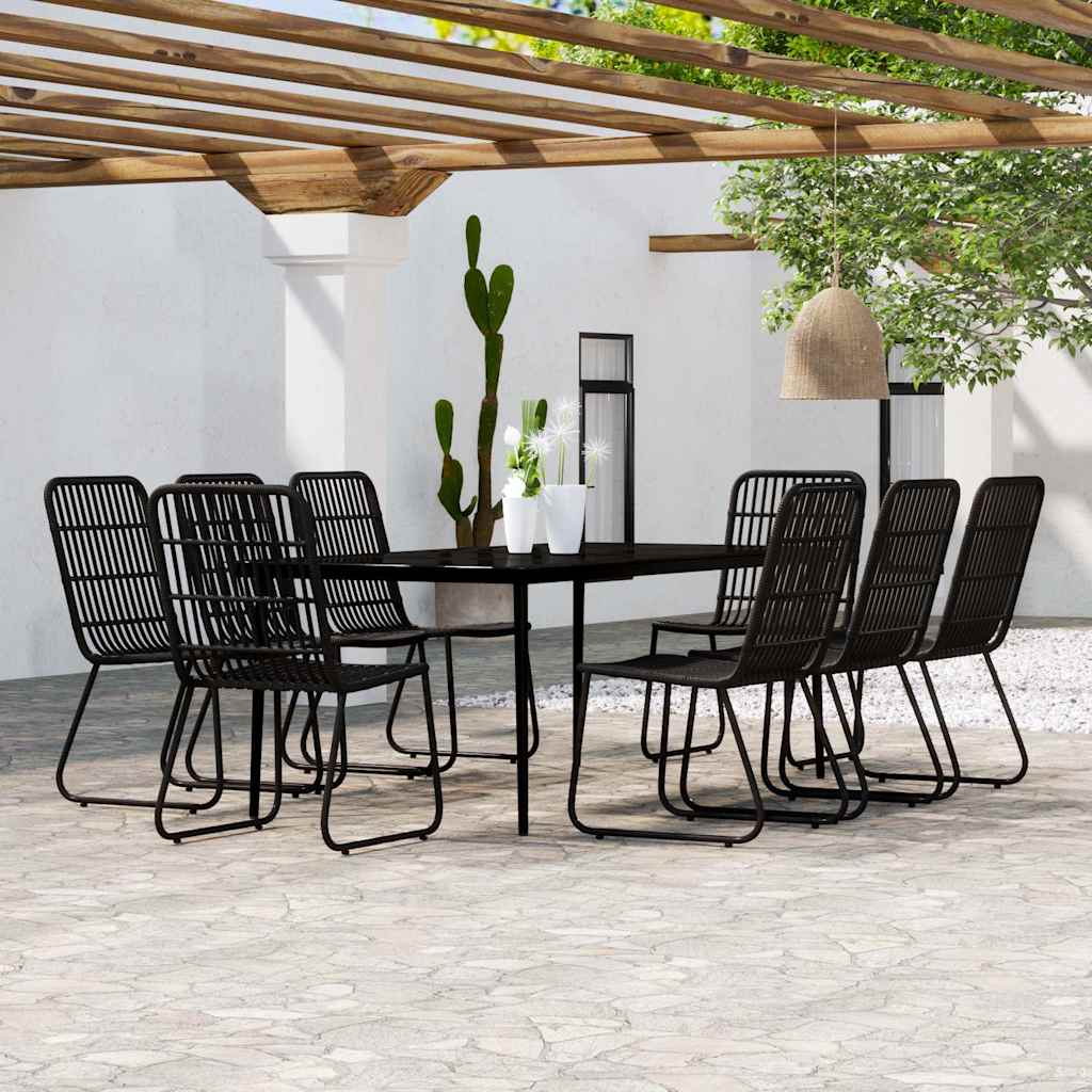 9-tlg. Garten-Essgruppe Schwarz