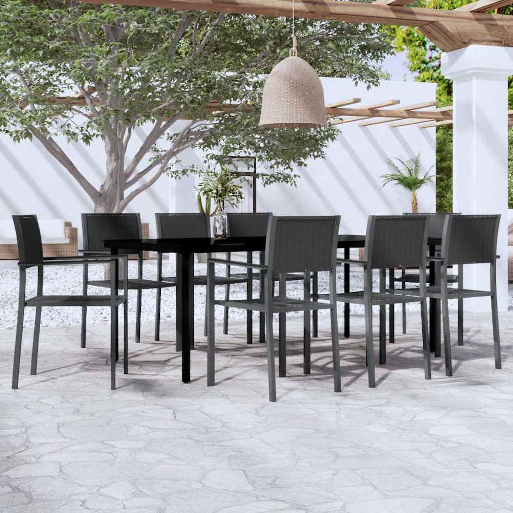 9-tlg. Garten-Essgruppe Schwarz