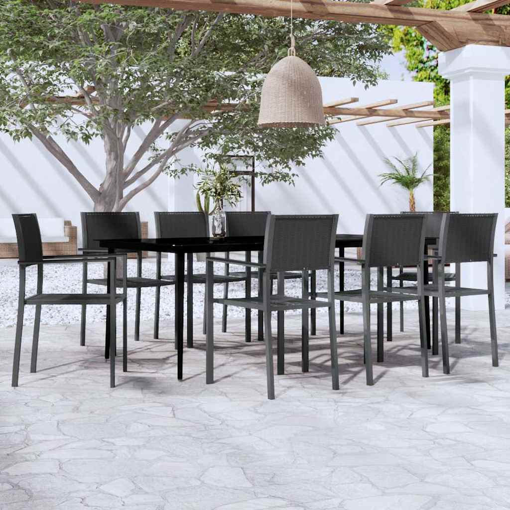 9-tlg. Garten-Essgruppe Schwarz