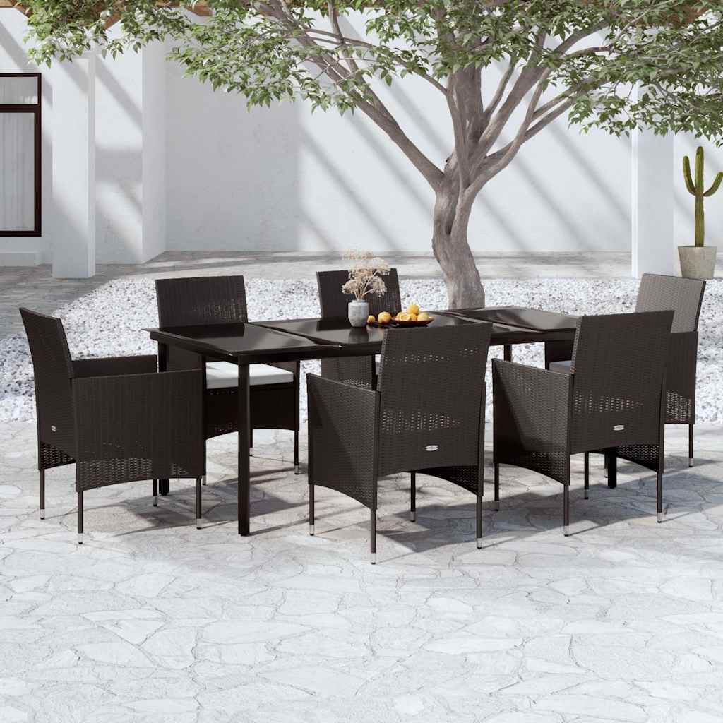 7-tlg. Garten-Essgruppe mit Kissen Schwarz