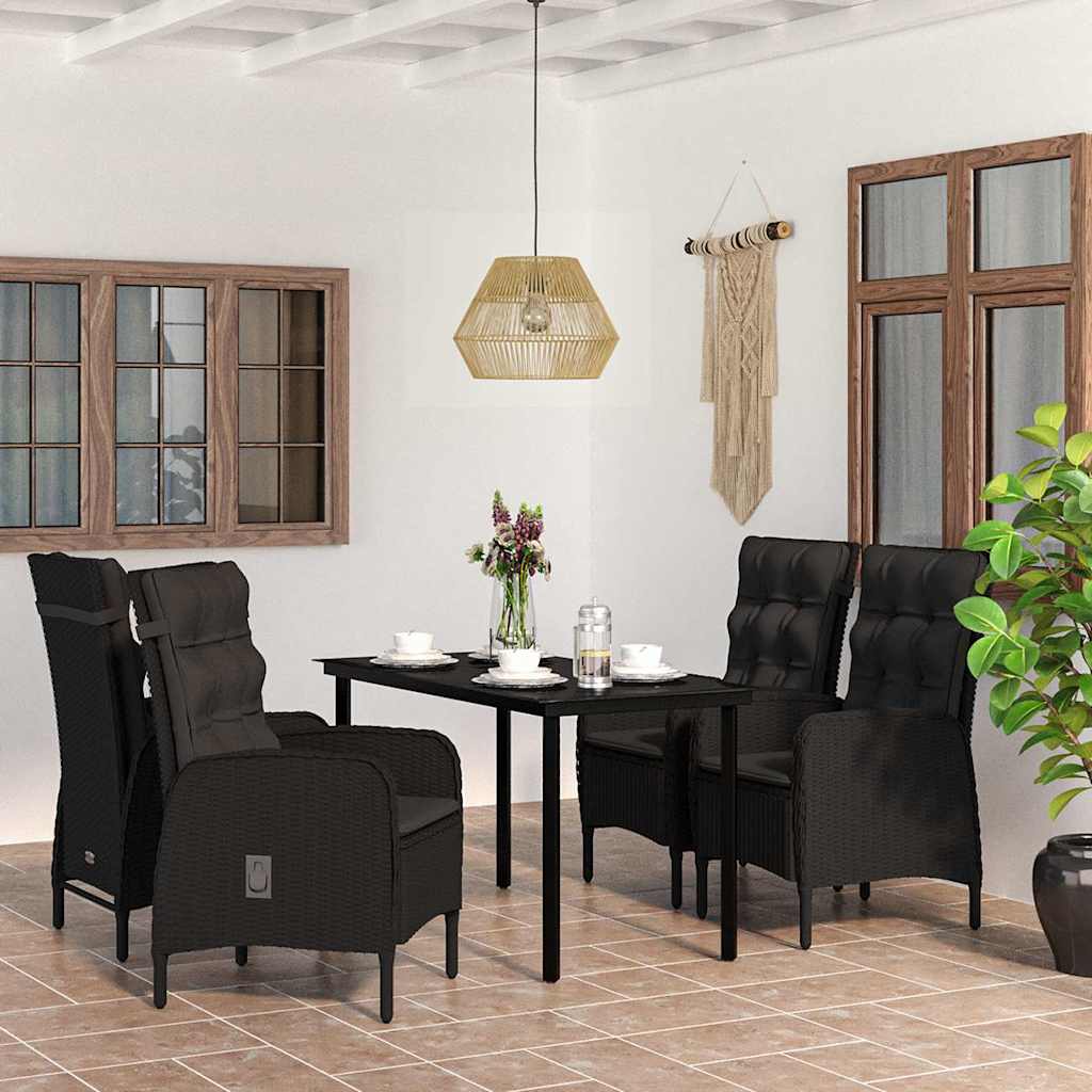 5-tlg. Garten-Essgruppe mit Kissen Schwarz