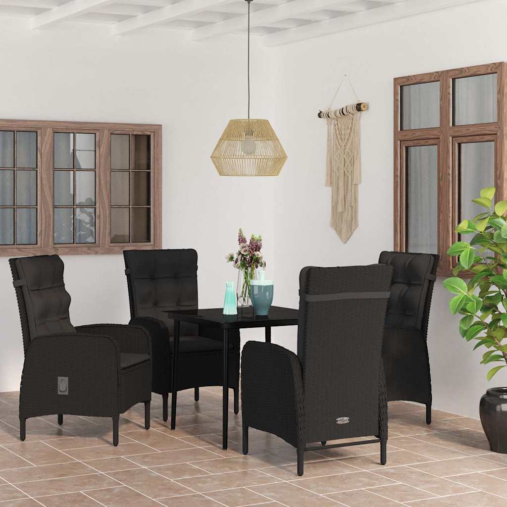 5-tlg. Garten-Essgruppe mit Kissen Schwarz