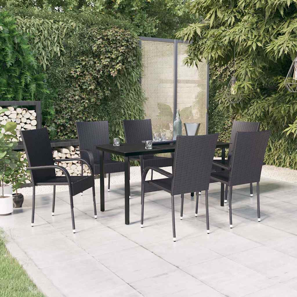 7-tlg. Garten-Essgruppe Schwarz