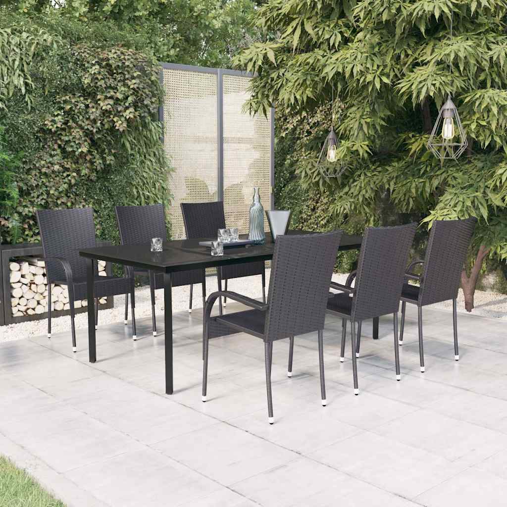 7-tlg. Garten-Essgruppe Schwarz
