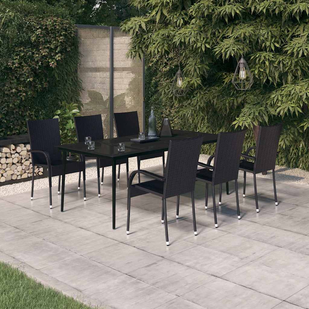 7-tlg. Garten-Essgruppe Schwarz